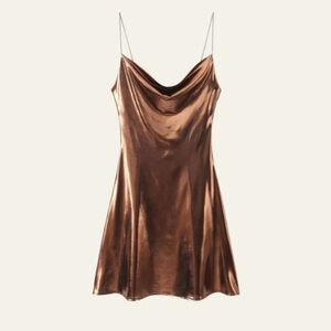 Metallic Bronze Slip Dress